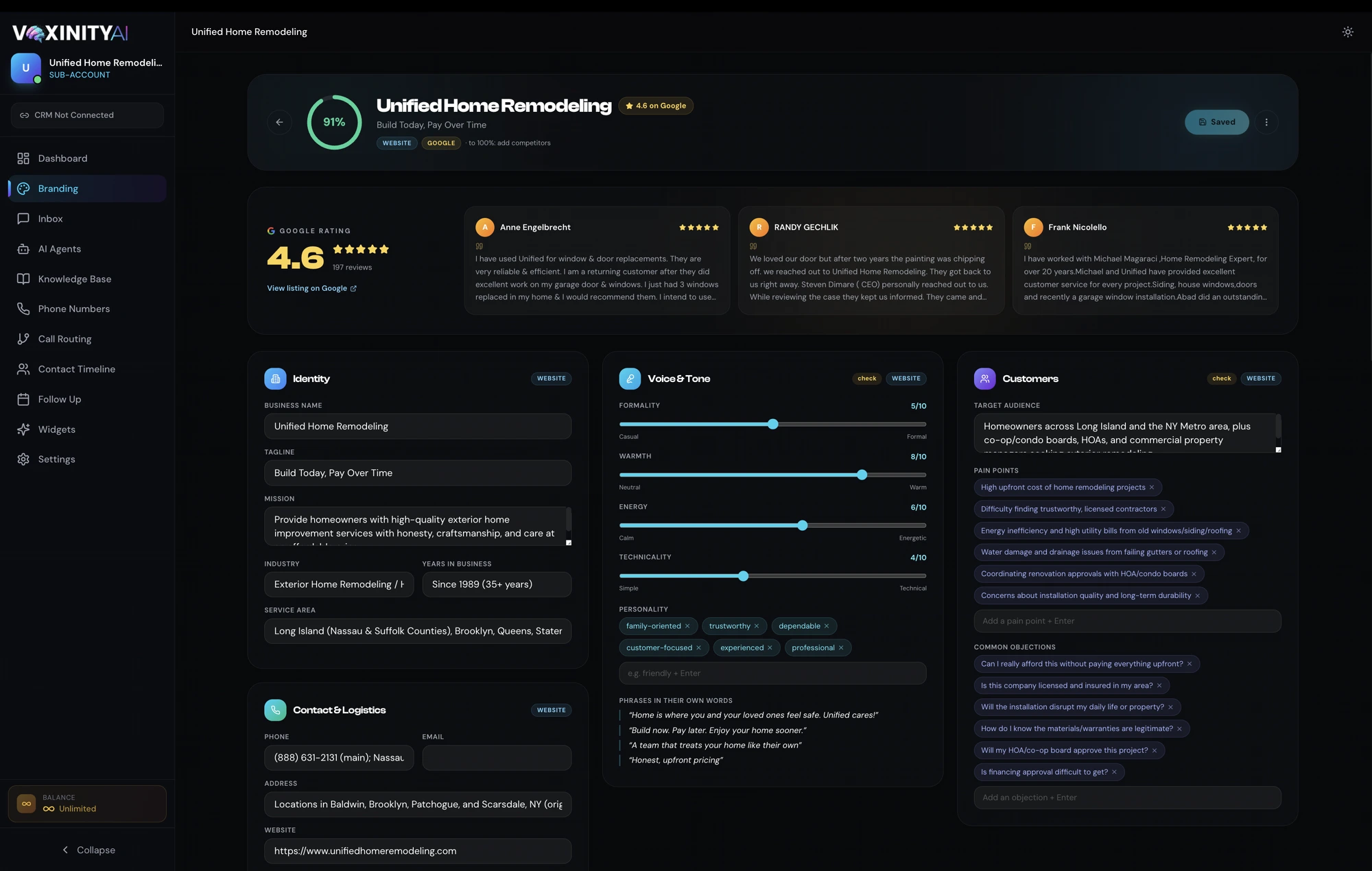 Live inbox with Captured by AI